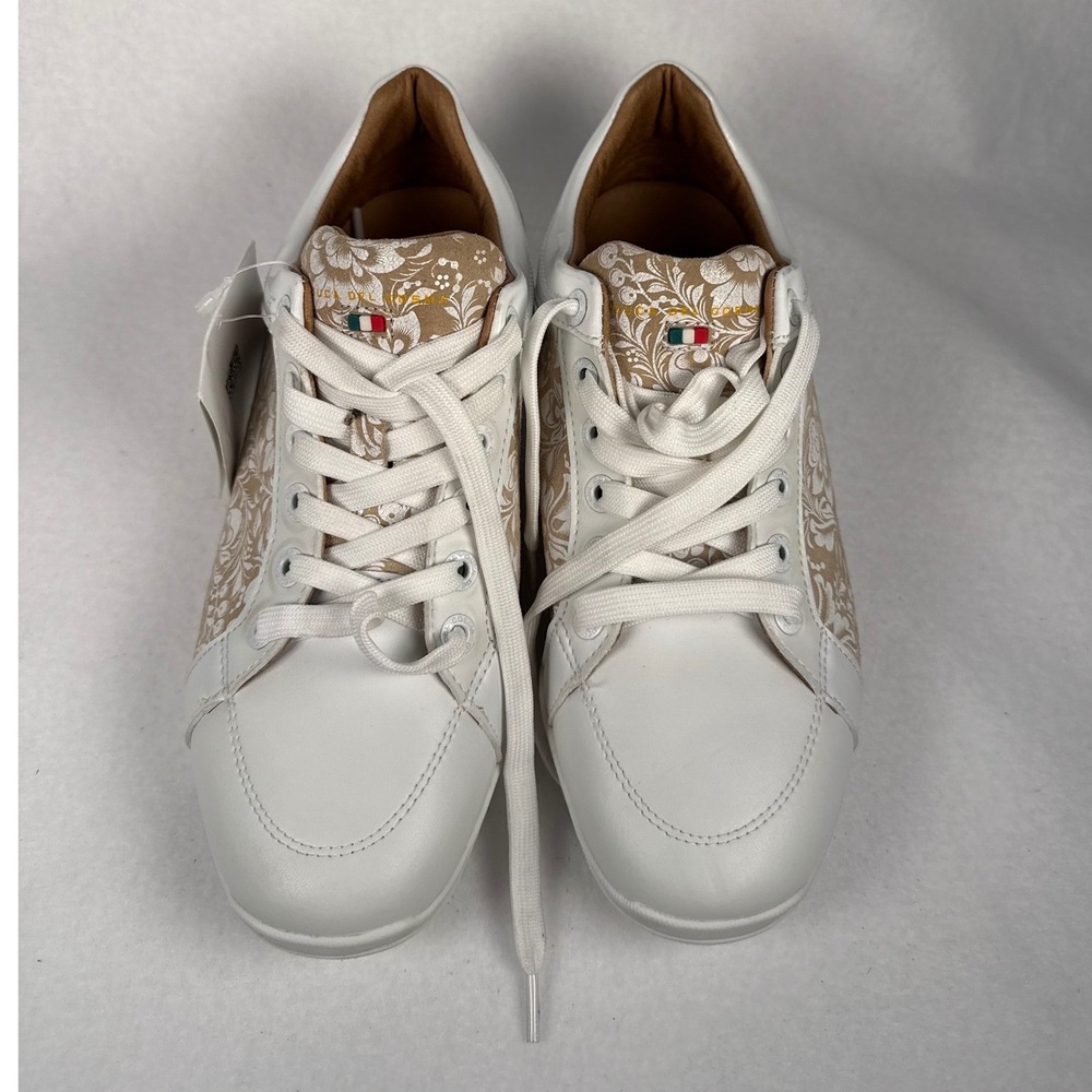 Duca del Cosma Women White Tan Floral Waterproof Golf Shoes Sneakers Size 37 6.5 - Picture 2 of 11